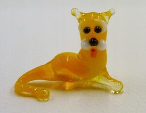 Figurka szklana Kotek Żółty Kot leżący prezent FM mikro