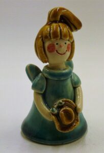 Figurka Ceramiczna Anioł Błękitny Dziewczynka z Kapeluszem Prezent 6 cm