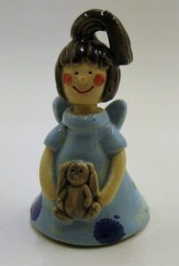 Figurka Ceramiczna Anioł Błękitny Dziewczynka z Królikiem Prezent 6 cm