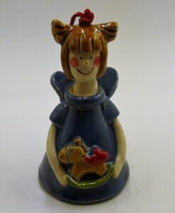 Figurka Ceramiczna Dzwonek Anioł Niebieski Dziewczyna z Konikiem Prezent