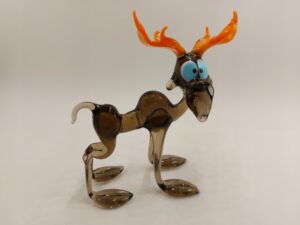 Figurka szklana Łoś Szary pomarańczowe rogi Renifer rzeźba Prezent FD duża