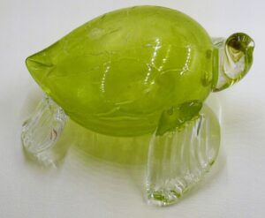 Figurka szklana piękny Żółw Zielony dmuchany Prezent FDXL Duża XL 14cm