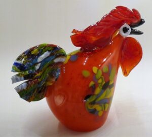 Figurka szklana piękny Kogut Czerwony dmuchany Prezent FDXL Duża XL 19cm