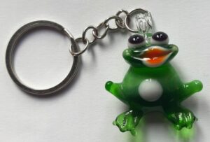 Brelok szklany Żaba zielona wisząca Żabka FS