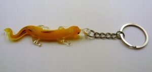 Brelok Figurka szklana Jaszczurka Żółta FS średnia