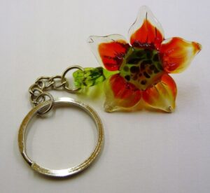 Brelok Figurka szklana Kwiat Czerwony Kwiatek FS