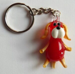 Brelok Figurka szklana PIES Czerwony FS średnia