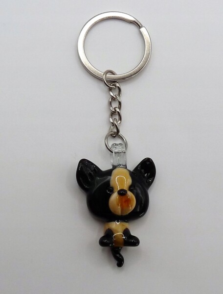 Brelok Figurka szklana Pies Buldog Francuski Czarny Prezent FS średnia