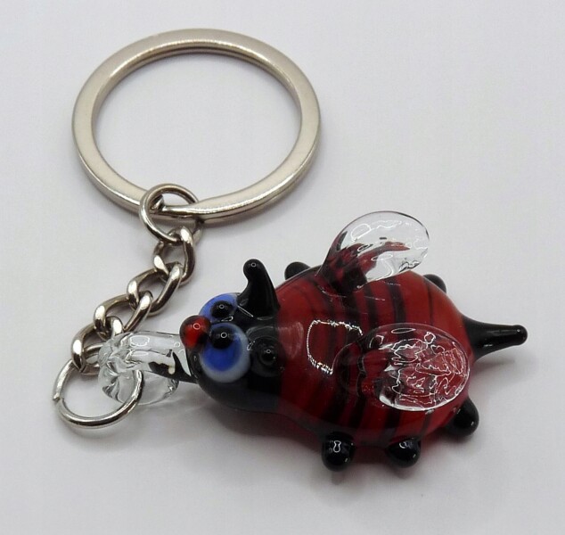 Brelok Figurka szklana piękna Pszczółka Czerwona Osa Prezent FS średnia