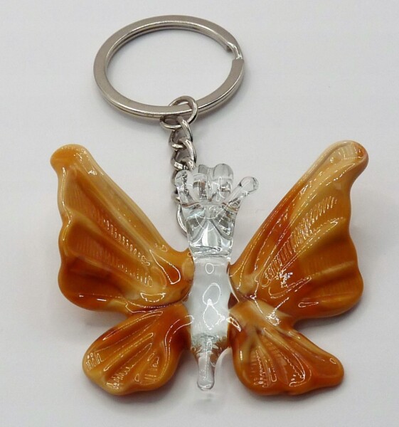 Brelok Figurka szklana piękny Motyl Brązowy Prezent FS średnia