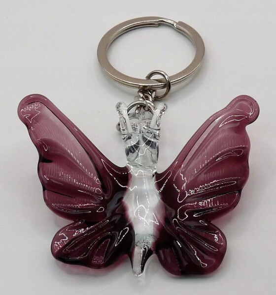 Brelok Figurka szklana piękny Motyl Fioletowy Prezent FS średnia