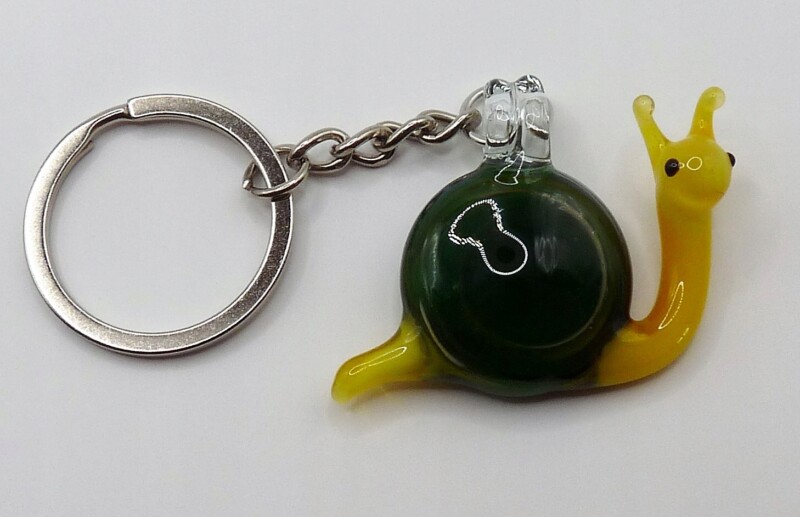 Brelok Figurka szklana piękny Ślimak Zielony Żółty Prezent FS średnia