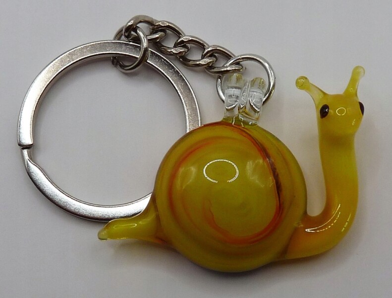 Brelok Figurka szklana piękny Ślimak Żółty Prezent FS średnia