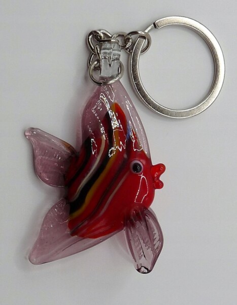 Brelok Figurka szklana Rybka Czerwona w paski Ryba Prezent FS średnia