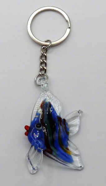 Brelok Figurka szklana Rybka Niebieska w paski Ryba Prezent FS średnia