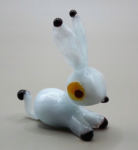 Figurka szklana Królik Biały piękny Zając Prezent FS+ średnie+