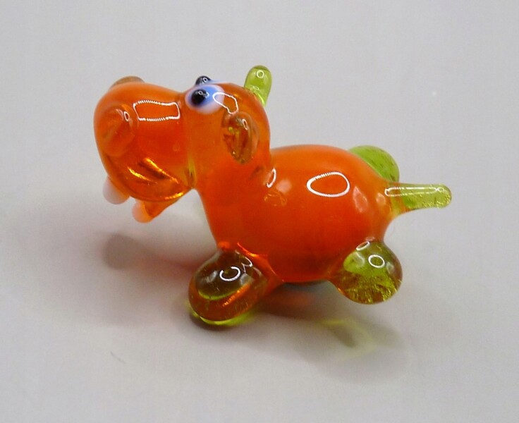 Figurka szklana Magnes Hipopotam Pomarańczowy piękny Prezent FS średnia
