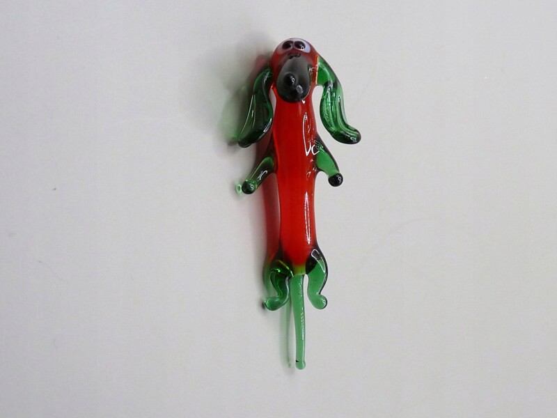 Figurka szklana Magnes Pies Jamnik Czerwony Piesek Prezent FS średnia