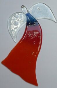 Figurka szklana Anioł wiszący Aniołek Czerwony Niebieski Prezent FDXL duża