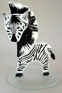 Figurka szklana Zebra na podstawce rzeźba Koń w paski Prezent FDXL duża XL