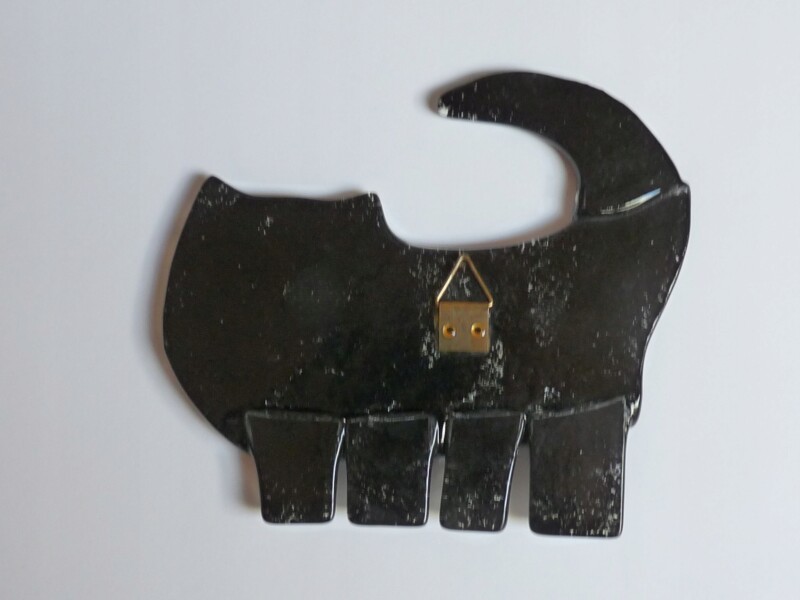 Figurka szklana Kot wiszący Kotek Czarny w paski Prezent FD Duży XL 15cm